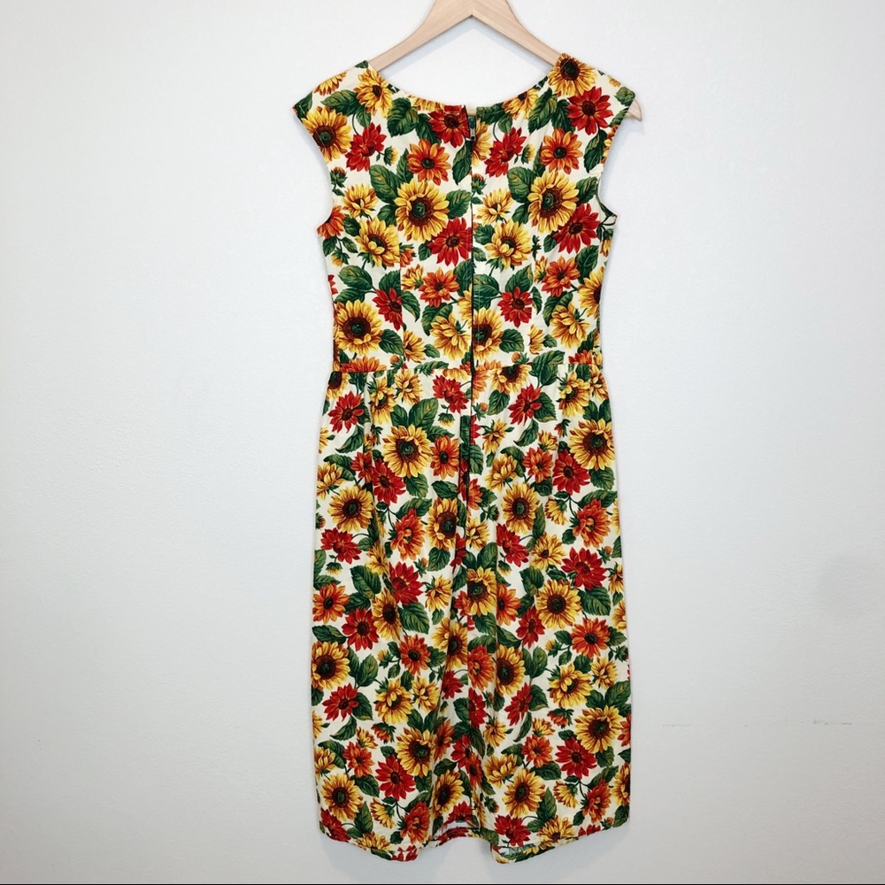 SOLD 💜 Handmade Vintage Sunflower A Line Dress - Picture 3 of 4